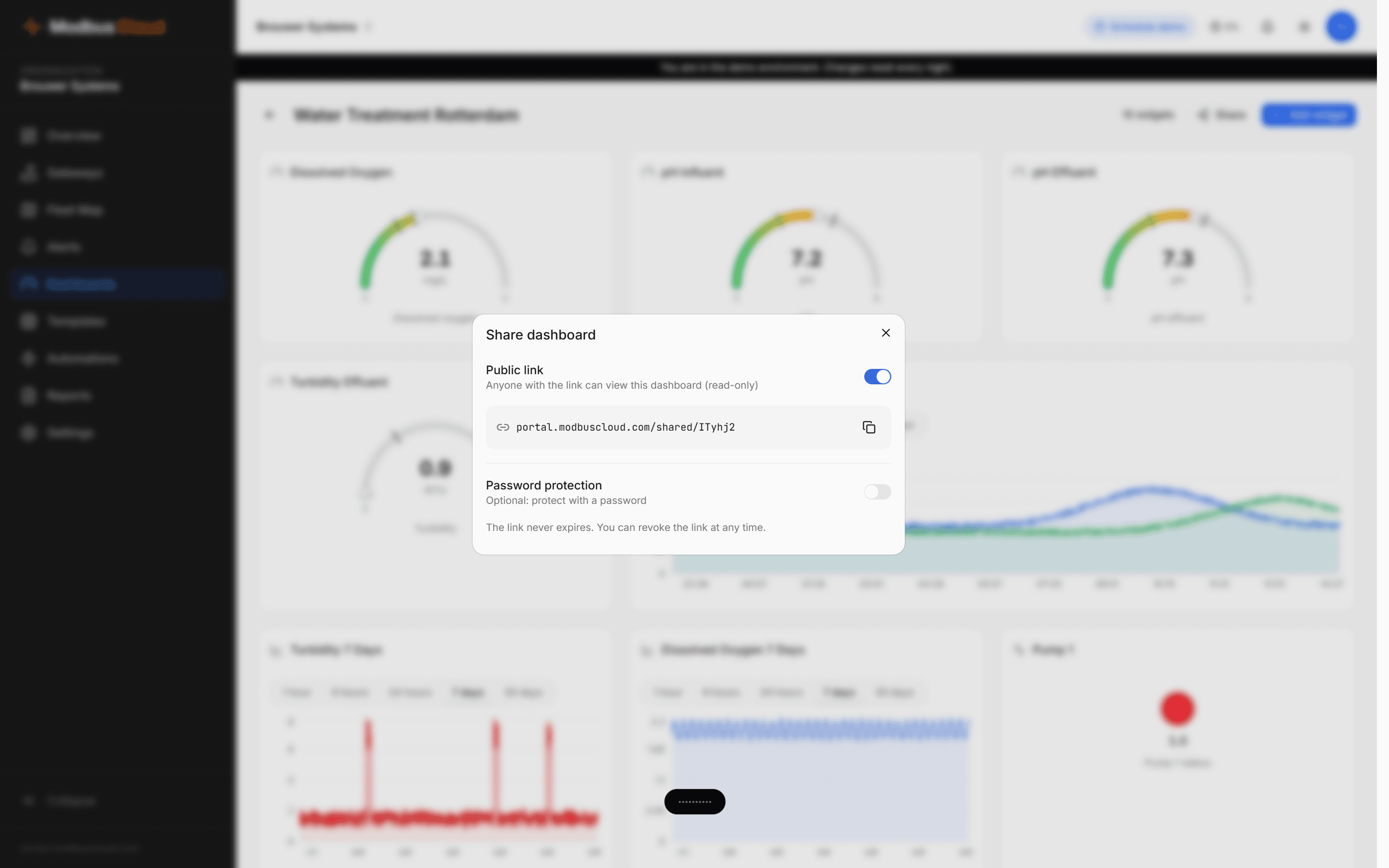 Share a dashboard via a public link, no account needed for the viewer